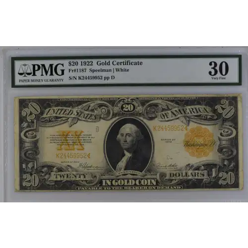$20 1922 Gold Gold Certificates 1187 (2)
