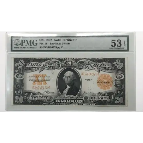 $20 1922 Gold Gold Certificates 1187