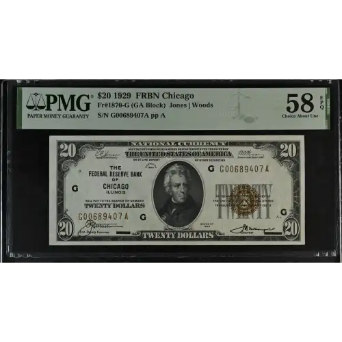 $20 1929 brown seal Small Federal Reserve Bank Notes 1870-G