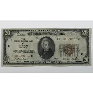 $20 1929 brown seal Small Federal Reserve Bank Notes 1870-H*
