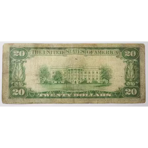 $20 1929 small brown seal. Small National Bank Notes 1802-2