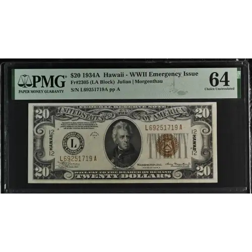 $20 1934-A brown seal Emergency Notes Issued During WW2 2305 (2)