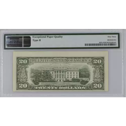 $20 1985 blue-Green seal. Small Size $20 Federal Reserve Notes 2075-E