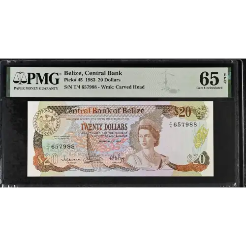20 Dollars 1.7.1983, Act 1982; 1983 Issue  Belize 45 (2)