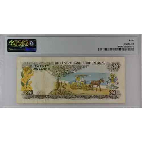 20 Dollars L.1974, 1974 Central Bank Act b. Signature W. C. Allen Bahamas 39 (3)