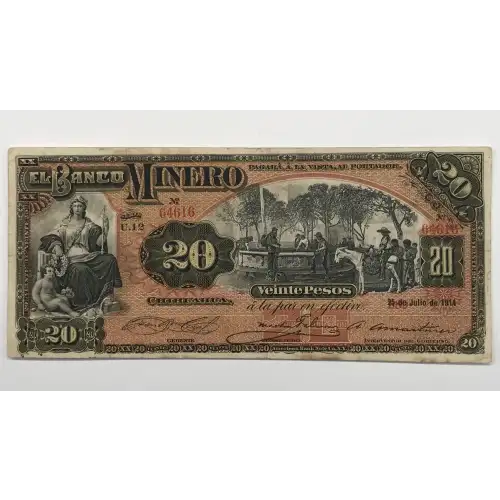 20 Pesos 1898-1908, 1888-1914 ISSUE A. 20.3.1900-25.7.1914. (BK-CHI-100). Mexico S165A