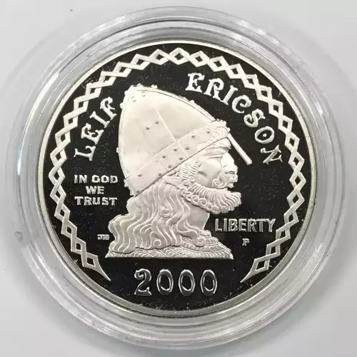 2000-P Leif Ericson Millennium Proof Silver Dollar US Mint OGP - Box & COA (2)