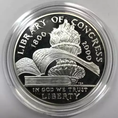 2000-P Library of Congress Bicentennial Proof Silver Dollar w US Mint Box & COA