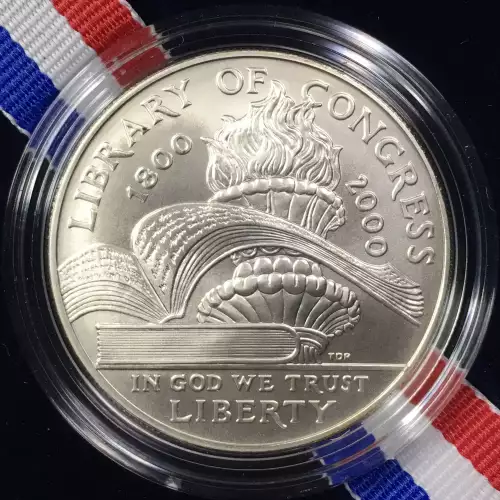 2000-P Library of Congress Bicentennial Uncirculated Silver Dollar w Box & COA