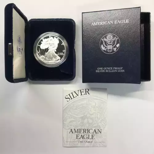 2000-P Proof Silver Eagle w OGP - Box & COA
