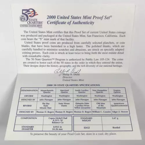 2000 US Mint Proof Set w OGP - Box & COA (7)