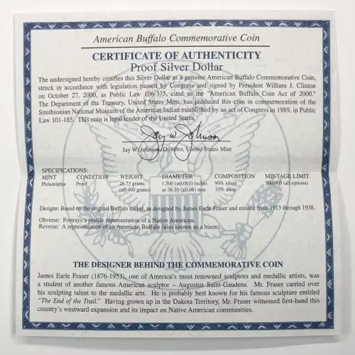 2001-P American Buffalo Proof Silver Dollar w US Mint OGP - Box & COA (4)