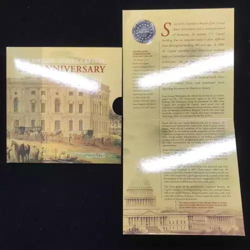 2001-P Capitol Visitor Center Uncirculated Half Dollar w OGP - Folder & Sleeve (3)