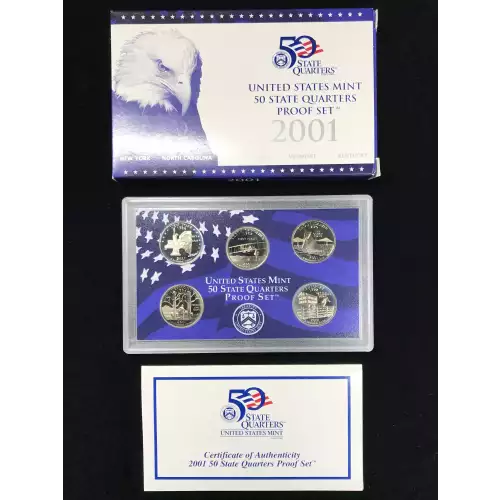 2001-S Clad State Quarters Proof Set w US Mint OGP - Box & COA