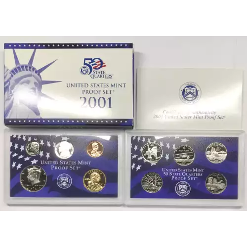 2001 US Mint Proof Set w OGP - Box & COA