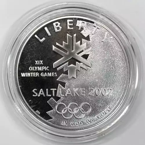 2002-P Salt Lake Olympic Winter Games Proof Silver Dollar w US Mint Box & COA
