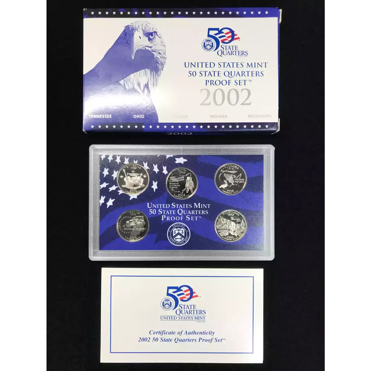 2002-S Clad State Quarters Proof Set w US Mint OGP - Box & COA