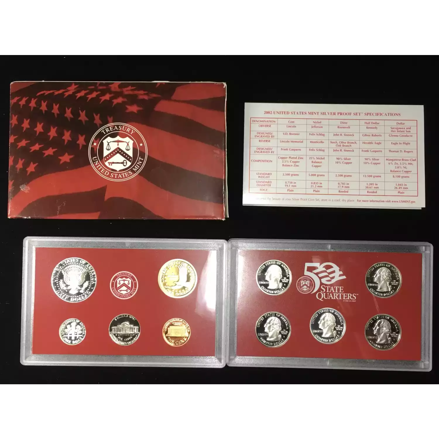 2002-S US Mint Silver Proof Set w OGP - Box & COA