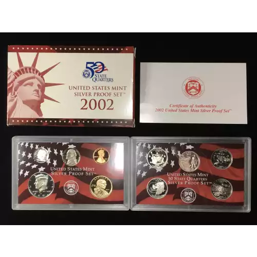 2002-S US Mint Silver Proof Set w OGP - Box & COA