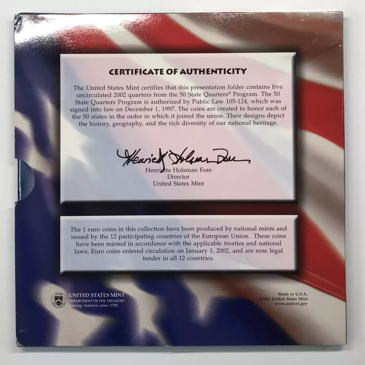2002 The 50 State Quarters & Euro Coin Collection US Mint OGP (5)