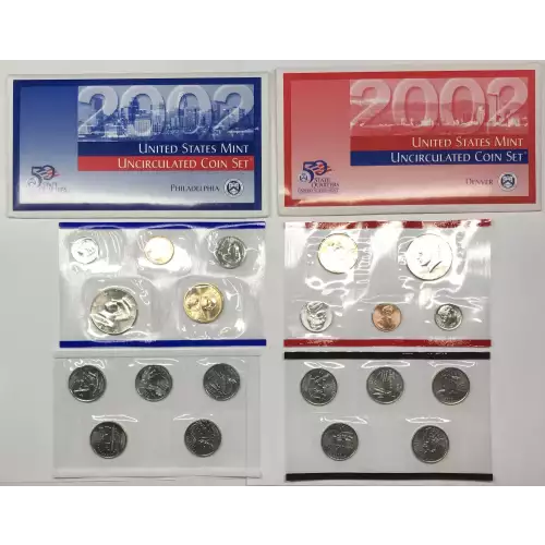 2002 US Mint Uncirculated Coin Set - P & D (12)