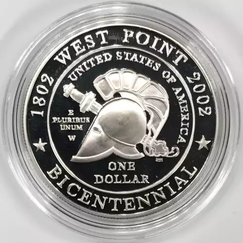 2002-W West Point Military Academy Proof Silver Dollar w US Mint OGP - Box & COA