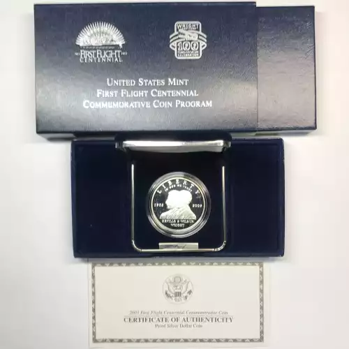 2003-P First Flight Centennial Proof Silver Dollar w US Mint OGP - Box & COA