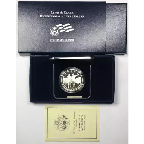2004-P Lewis & Clark Bicentennial Proof Silver Dollar w US Mint OGP - Box & COA