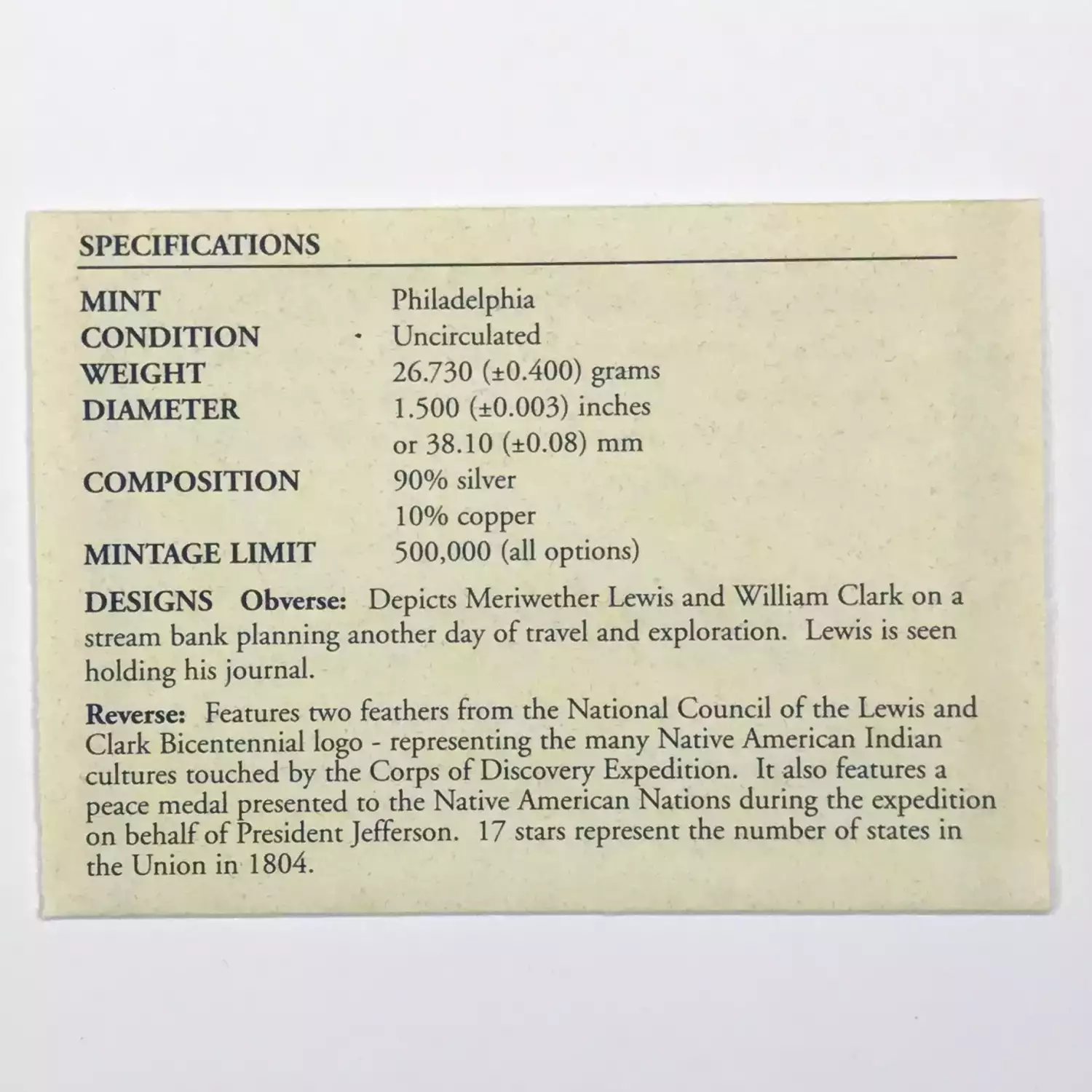 2004-P Lewis & Clark Bicentennial Uncirculated Silver Dollar w US Mint Box & COA (2)