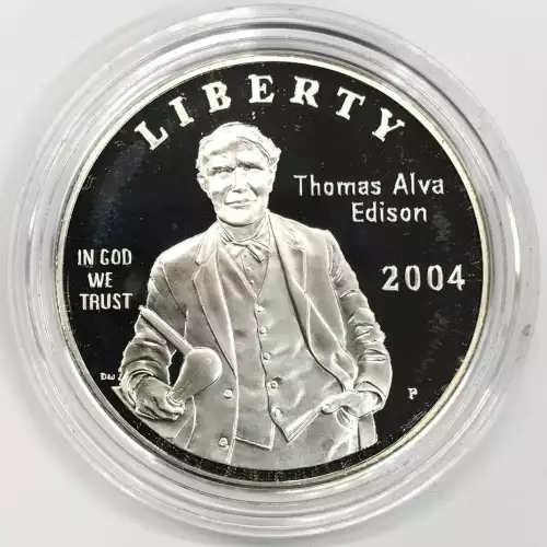 2004-P Thomas Alva Edison Proof Silver Dollar w US Mint OGP - Box & COA (4)