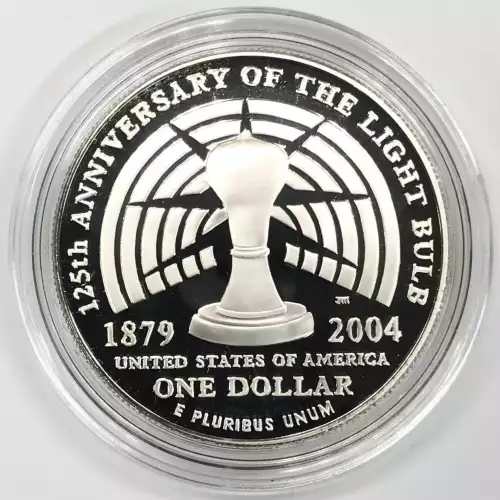 2004-P Thomas Alva Edison Proof Silver Dollar w US Mint OGP - Box & COA (2)