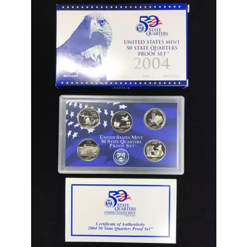2004-S Clad State Quarters Proof Set w US Mint OGP - Box & COA
