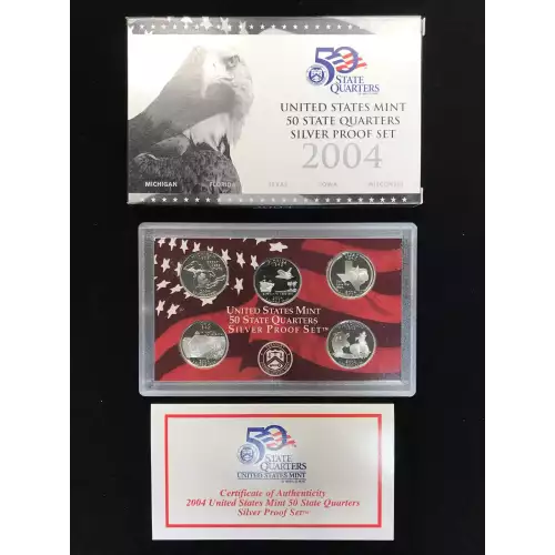 2004-S Silver Quarters Proof Set w US Mint OGP - Box & COA (4)