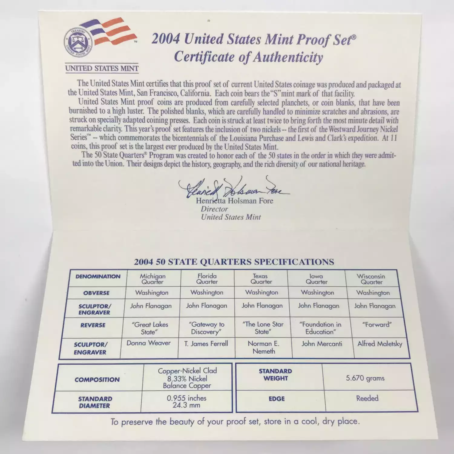 2004 US Mint Proof Set w OGP - Box & COA (7)