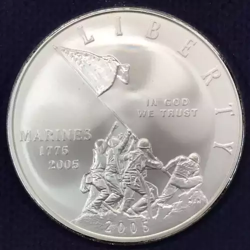 2005 Marine Corps Coin & Stamp Set w OGP - Uncirculated Silver Dollar