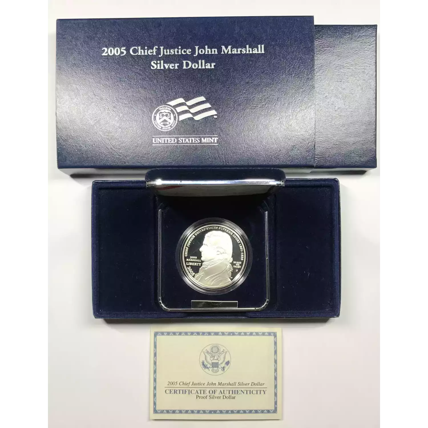 2005-P Chief Justice John Marshall Proof Silver Dollar w US Mint OGP - Box & COA