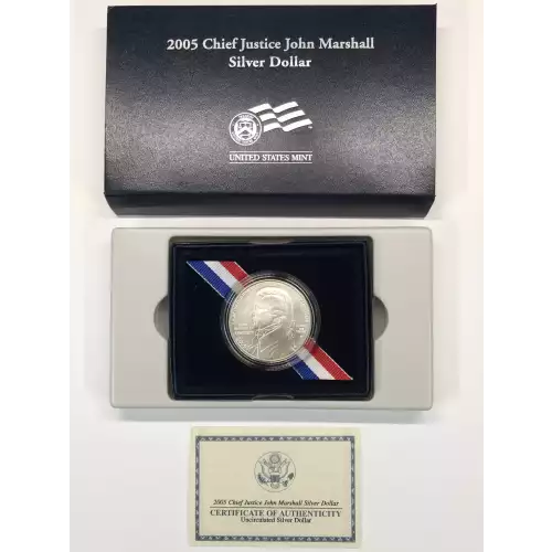 2005-P Chief Justice John Marshall Uncirculated Silver Dollar w US Mint Box COA