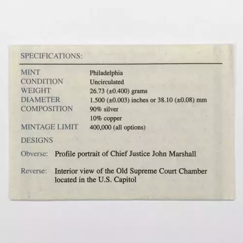 2005-P Chief Justice John Marshall Uncirculated Silver Dollar w US Mint Box COA (4)
