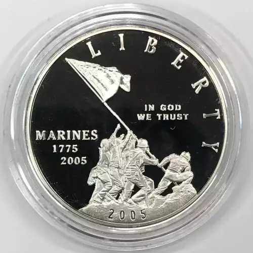 2005-P Marine Corps 230th Anniversary Proof Silver Dollar w US Mint OGP Box COA (2)