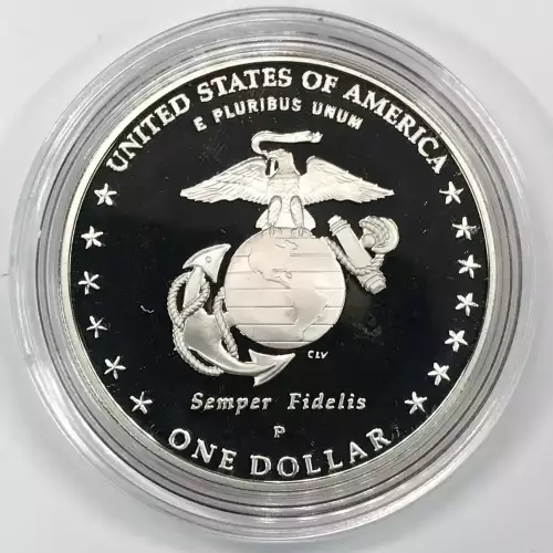2005-P Marine Corps 230th Anniversary Proof Silver Dollar w US Mint OGP Box COA (3)