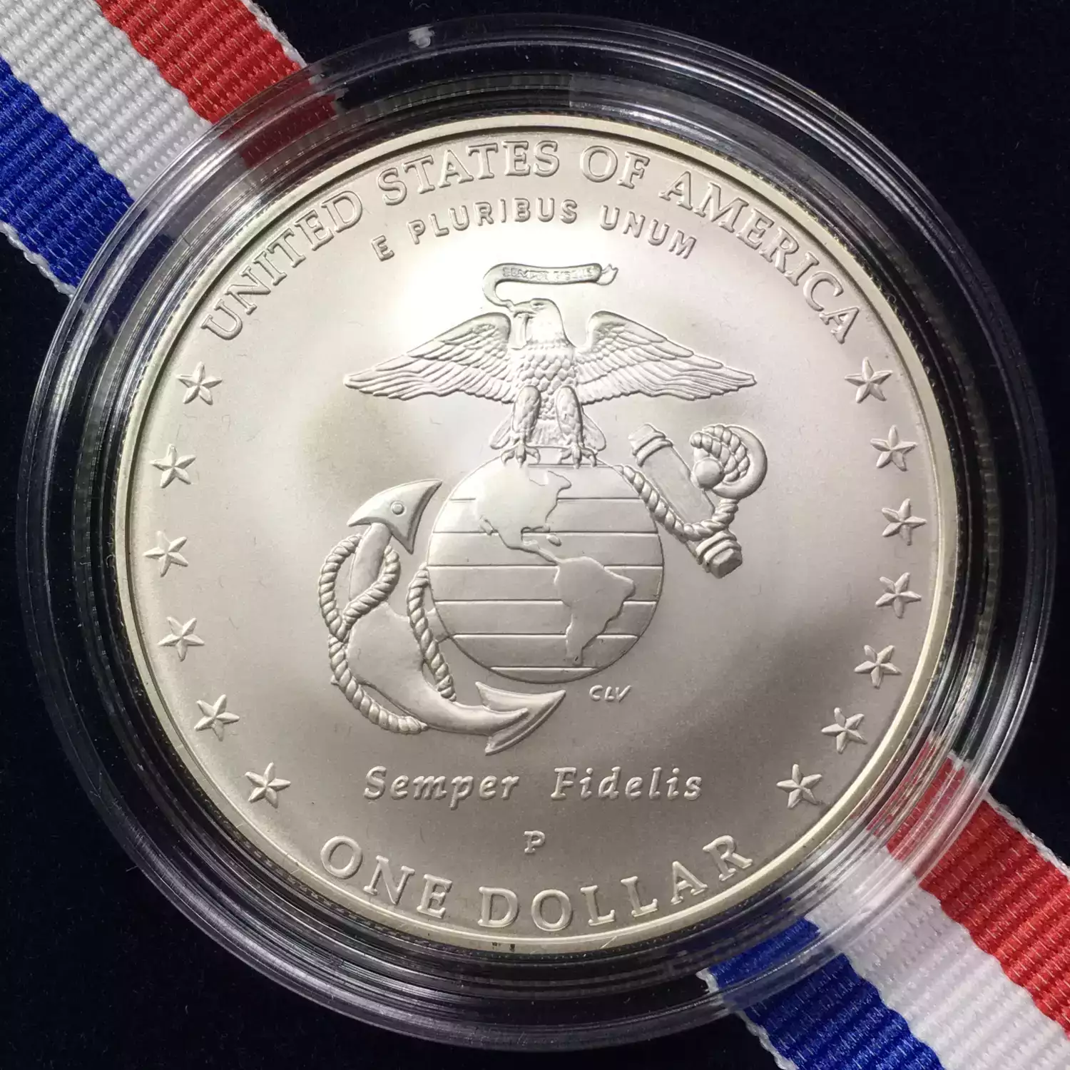 2005 P Marine Corps 230th Anniversary Uncirculated Silver Dollar w Box & COA (3)