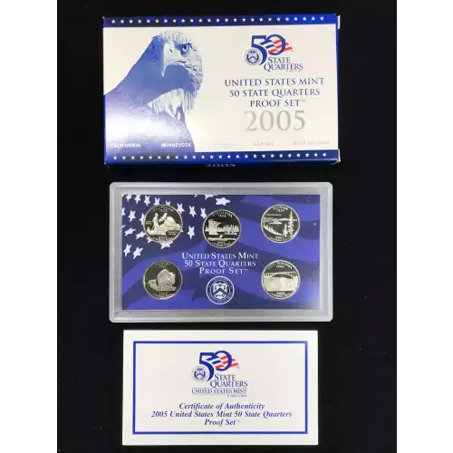 2005-S Clad State Quarters Proof Set w US Mint OGP - Box & COA
