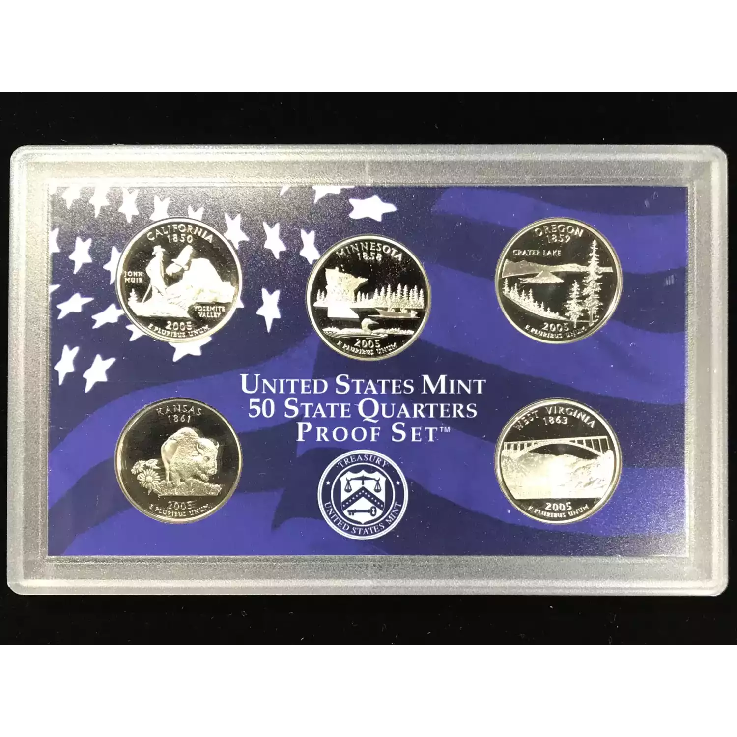 2005-S Clad State Quarters Proof Set w US Mint OGP - Box & COA (2)