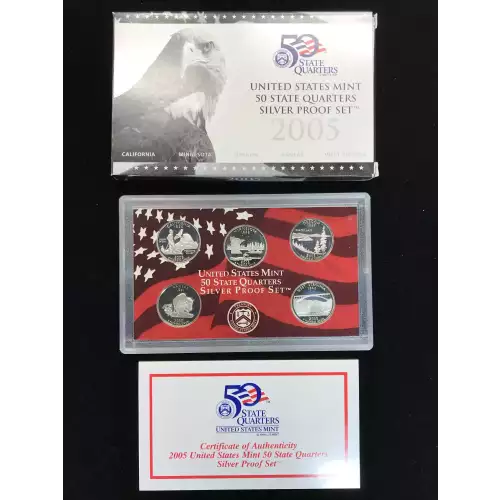 2005-S Silver Quarters Proof Set w US Mint OGP - Box & COA