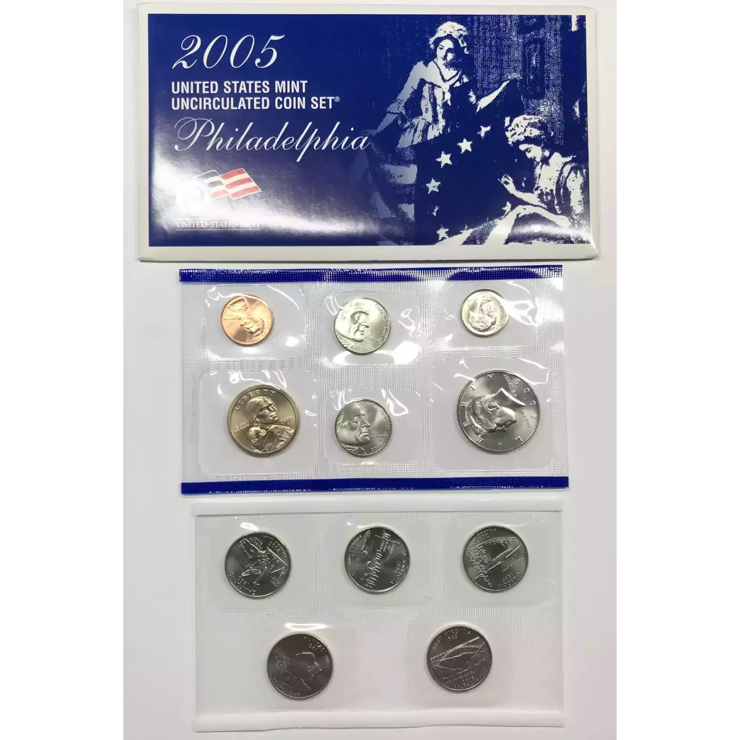 2005 US Mint Uncirculated Coin Set - P & D - SMS Satin Finish (8)