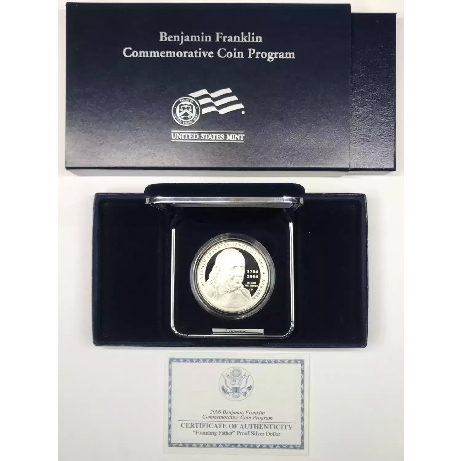 2006-P Benjamin Franklin Founding Father Proof Silver Dollar w US Mint Box & COA (3)