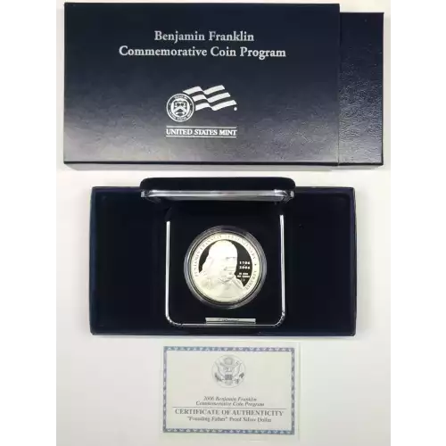 2006-P Benjamin Franklin Founding Father Proof Silver Dollar w US Mint Box & COA (3)