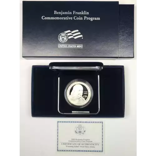 2006-P Benjamin Franklin Founding Father Proof Silver Dollar w US Mint Box & COA