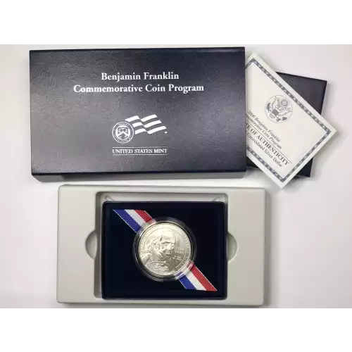 2006-P Benjamin Franklin Founding Father Uncirculated Silver Dollar w Box & COA