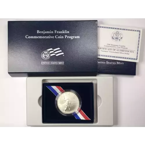 2006-P Benjamin Franklin Scientist Uncirculated Silver Dollar w US Mint Box COA